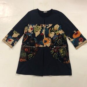 Zoe L Jacket Colourful Patches Pattern Floral Face Zipper Pockets Excellent